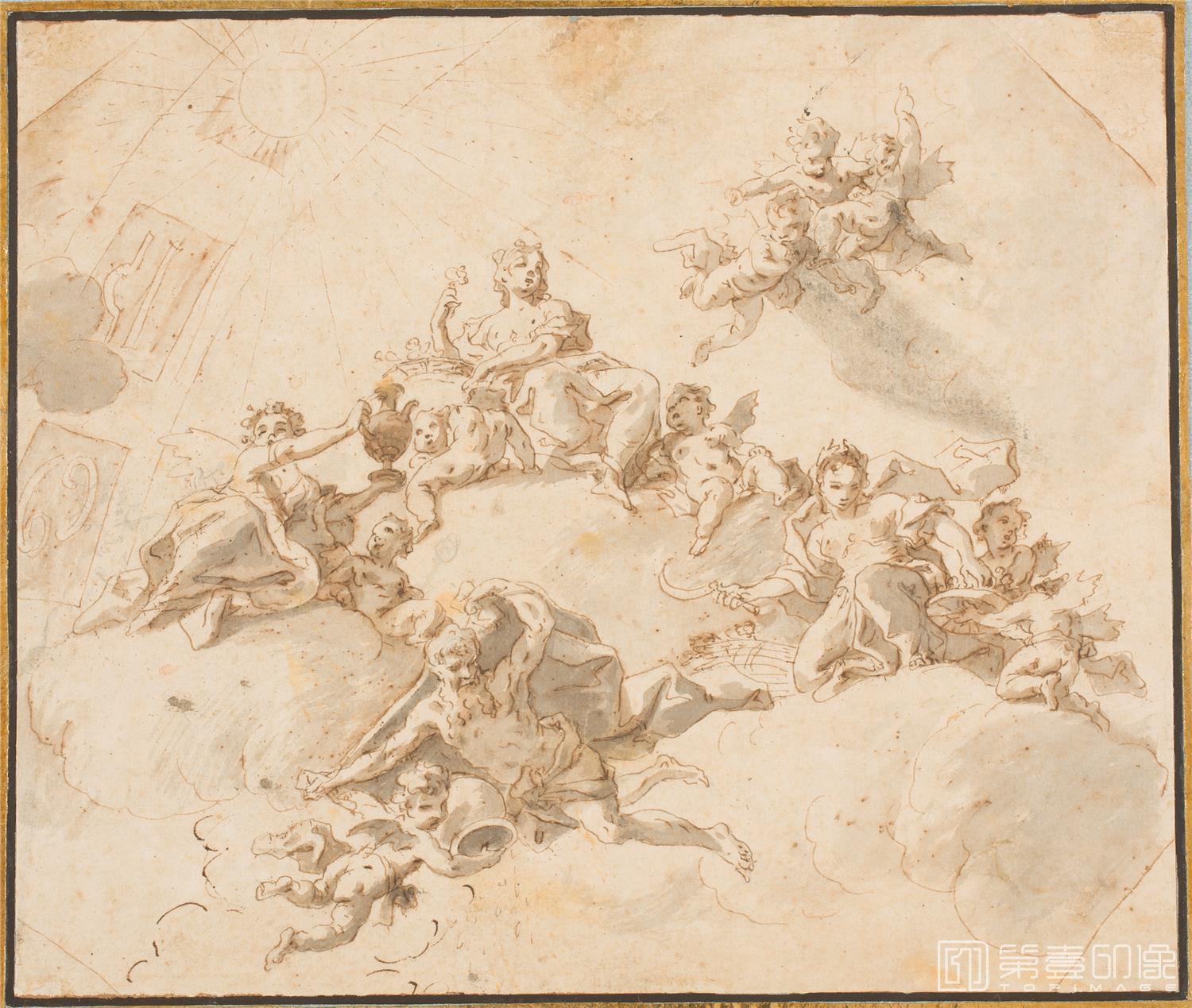 素描-西班牙普拉多美术馆素描藏画-Anonimo-Alegoria de las Cuatro Estaciones-0027